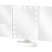 Miroir de maquillage LED 21 lumières 1X/2X/3X grossissement rotation 180° interrupteur tactile blanc