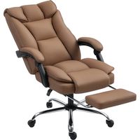 Fauteuil de bureau avec repose-pieds, dossier inclinable, rembourrage épais, revêtu de similicuir marron