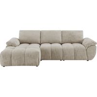 Deco In Paris – Canapé d'angle relax électrique velours chiné taupe – Dossier haut – Accoudoirs larges – Assise matelassée – Confort optimal