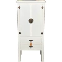 armoire coloniale blanche deux portes et deux tiroirs élégante - blanc colonial avec ferrures noires