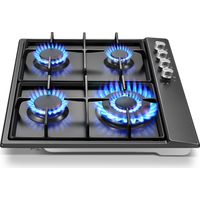 Plaque de cuisson à gaz 4 feux – Sécurité thermocouple – Compatible gaz naturel et propane – Puissance 8,06 kW – Panneau émaillé noir