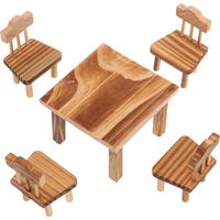 Ensemble table et chaises miniatures en bois – 1 table et 4 chaises