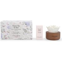 Flores aromáticas Laura Ashley Green Tea & Aloe, 9 x 11 x 16 cm, cerámica, vidrio, difusor de ambiente.