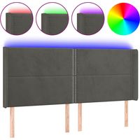 Tête de lit à LED Gris foncé 163x16x118/128 cm Velours