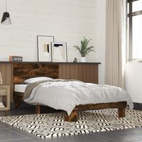 Estructura cama madera ingeniería metal roble ahumado 90x200 cm vidaXL