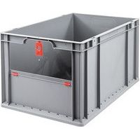 Contenitore impilabile per trasporto L600xP400xH320mm grigio rosso PP con pannello a cerniera