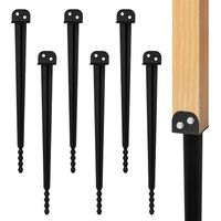 Jiubiaz Supporto da infissione 6 pz, 700 mm, 55 mm, verniciato a polvere, per pali in legno, recinzione e giardino