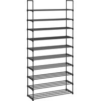 Songmics – Étagère à chaussures 10 niveaux – Rangement en métal noir – Dimensions 30 x 94 x 206 cm – Capacité de charge 4 kg par niveau – Gain de place