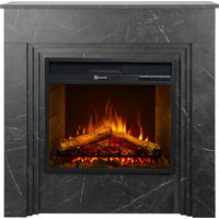 Camino elettrico caminetto da terra BELLINI in legno effetto Marmo Nero Made in Italy L96 x P35 x H96