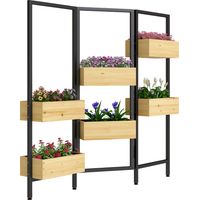 Bac à fleurs avec brise-vue, carré potager avec treillis rabattable, 6 bacs de plantation avec trous d’écoulement, acier