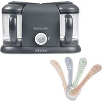 Robot cuiseur bébé BEABA Babycook Duo gris foncé 6-en-1 2 bols XL