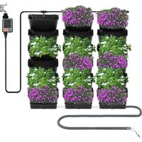 Jardin vertical suspendu avec système d'arrosage automatique, mur végétal peu encombrant, mur végétal, ensemble de pots de fleurs pour cour, jardin, balcon, décoration d'intérieur, noir