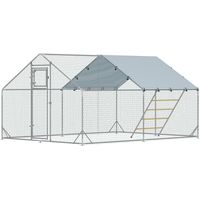 Recinto per galline 12m² 3x4x1.9m per 12-18 animali tetto impermeabile mangiatoia posatoio argento