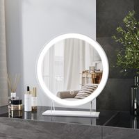 Heilmetz – Miroir maquillage lumineux rond 40cm – 3 couleurs de lumière dimmables – Éclairage haute définition – Interrupteur tactile