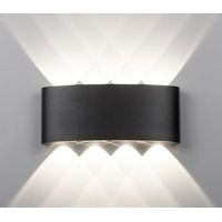 Applique LED Lampada Parete Ovale 24W Doppia Luce Fredda Nero Esterno Interno