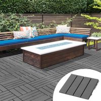 Set mit 9 ineinandergreifenden Terrassenfliesen, rutschfeste Polypropylen-Bodenfliesen für den Außenbereich, Oberfläche: 0,81 m², 30 x 30 x 2 cm, schwarz