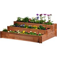 dobar Aiuola Rialzata Tre Piani Peru” in Legno (Pino): Kit Aiuola da Tavolo per Verdure, Erbe, Fiori, Posizionabile in Modo Versatile, Marrone, 110 x 88 x 36 cm, 58180 FSC