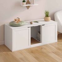 Neceser XL para gatos con 2 puertas y rascador de madera blanco