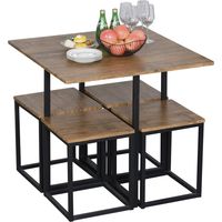 Set 5 Pezzi Sedie Tavolo Sala da Pranzo Moderne Industriali Legno Metallo Nero Color Legno 70x140x76 cm