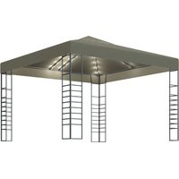 Chapiteau avec guirlande lumineuse à LED 3x3 m Taupe