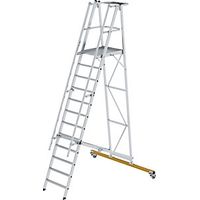 Escalera rodante de plataforma en aluminio con barandilla de
