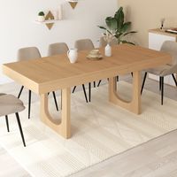 ALOISE Mesa de comedor rectangular extensible para 4-8 personas con patas arqueadas efecto madera de haya 160-200 cm