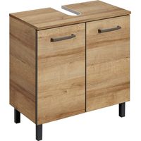 Badmöbel Waschtisch-Unterschrank RECIFE-66 in Riviera Eiche quer Nb, mit grauer Kante, inkl. Siphonausschnitt - B/H/T: 60/62/33cm