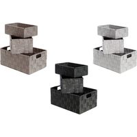 Set 3 Pezzi Contenitore Rattan Great Con Maniglie Decorativo Cestino Portaoggetti, misuraGreatcoloreGrigio
