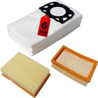 2 Filtre et 6 Sacs pour Karcher wd4 wd5 p 2.863-006.0 KFI 487 KFI 4410 wd5p wd6 premuim wd6 p mv4 mv5 mv6 2.863-005.0 Sac Aspirateur Sachet Accessoires