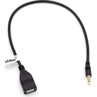 vhbw Adaptateur OTG compatible avec Volvo appareils mobiles Câble de port USB vers connecteur AUX, noir