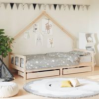 Vidaxl – Cadre de lit enfant 90x200 cm – Bois de pin massif – Tiroirs de rangement – Assemblage requis – Convient aux enfants de 4 ans et plus