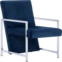 Sillón/silla/sofá club con patas cromadas en terciopelo azul 1102282