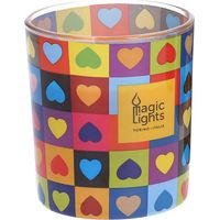 Bougie Pop Art en verre, Ø75cm, H84cm, Coeurs Lumières magiques 84053