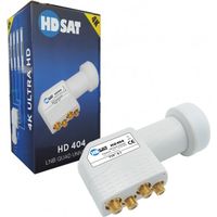 LNB Quad 4 sorties 0,1dB – Compatible Full HD 4K – Fréquence 10.7-12.75 GHz – Gain max 65dB – Connectiques Gold – Hdsat