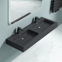 doporro Doppelwaschbecken Waschbecken BTH: 140x48x13 cm Partner-Waschbecken aus Gussmarmor Anthrazit (Matt) Colossum830