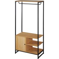 Appendiabiti in acciaio e legno style industriale con scarpiera e ripiani 80x40x180cm