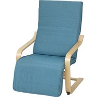 Fauteuil Reposapiés Ajustable Butaca Tapizada Lino Sintético Oficina Dormitorio 66.5x94x100cm Azul