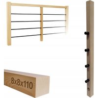 Poteau en bois - 8 x 8 x 110 cm - Hêtre - Installation facile - Idéal pour garde-corps et balcons