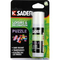 Sader – Colle spéciale puzzle transparente 75 ml – Formule sans solvant – Collage définitif sans altérer l'image – Applicateur pratique