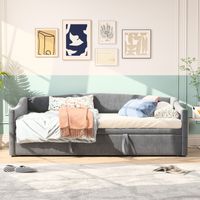 Ausziehbares Tagesbett 90/180 x 200 cm - Schlafsofa mit Rückenlehne und Armlehnen - Samt - Grau
