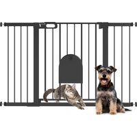 PawHut barrera de seguridad para perros extensible 75-131 cm, para puertas y escaleras, barrera para perros con 3 extensiones y doble bloqueo, negro