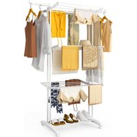 Vounot – Étendoir à linge pliable métal renforcé 125x62x173cm – Séchoir 4 niveaux avec roulettes – Capacité 35kg – Design compact et pliable
