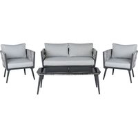 Lounge Set mit Tisch 4-Sitzer PREVEZA Polyrattan Grau