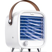 Climatiseur Portable Ventilateur Climatisation USB, Mini Refroidisseur Mobile D'air Personnel, 4 en 1 Air Cooler Humidificateur Fan, Vitesse Réglable Lumière LED pour Bureau Maison