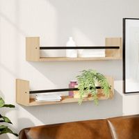 Vidaxl – Étagères murales flottantes 2 pcs chêne sonoma 60x16x14 cm – Barres en acier pour maintien – Bois d'ingénierie résistant à l'humidité