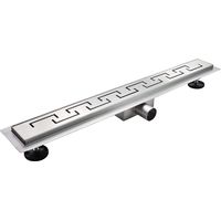 Canaleta de Ducha Rectangular de Acero Inoxidable Ultra Plana Medida 100cm - Modelo R4 Desag�e de Borde Griego plateado