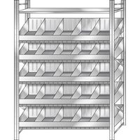 BRB Schüttgutregal 5 Ebenen, 20 Schüttfächer, 3 Fachböden, BxTxH 1590x525x2500 mm, glanzverzinkt