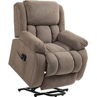 HOMCOM Fernsehsessel mit Aufstehhilfe Elektrisch Relaxsessel mit Liegefunktion Wärmefunktion Vibrationsmassage Massagesessel mit Fernbedienung Seitentasche USB Taschenfederkern Samtoptik Hellbraun