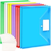 Plastic Wallets A4, 12 Pack A4 Folders 6 Colours, Document Wallets Folders with Pocket, Document Folder with Snap Button and 20 White Label Cards, File Folder for School Home Work Office Travel