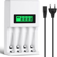 Chargeur de Piles, Chargeur Piles Rechargeable Charge, Chargeurs de Piles AA et AAA 4 Slots, Chargeurs de numérique et Intelligent, Charge Rapide, Protection de Charge Intelligente
